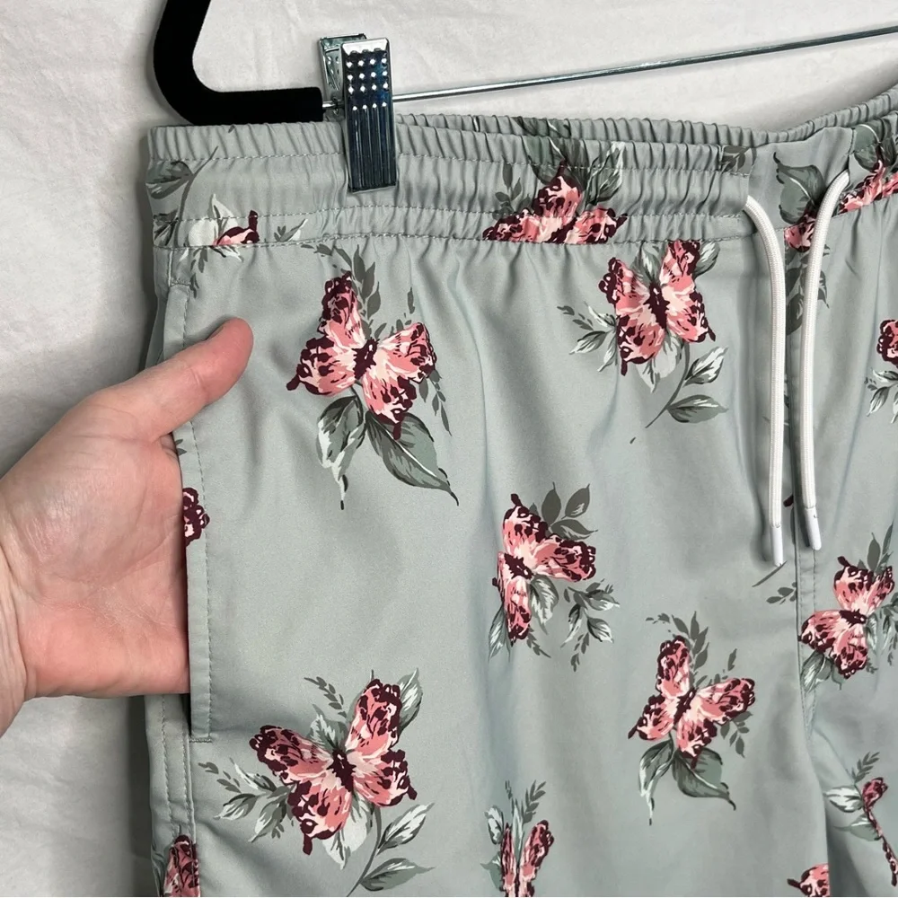 Abercrombie & Fitch Men's XL Floral Butterfly Swim Trunks Relaxed Stretch Shorts